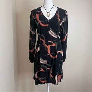 Nine West Black and Orange  Long Sleeve Dress Size S
